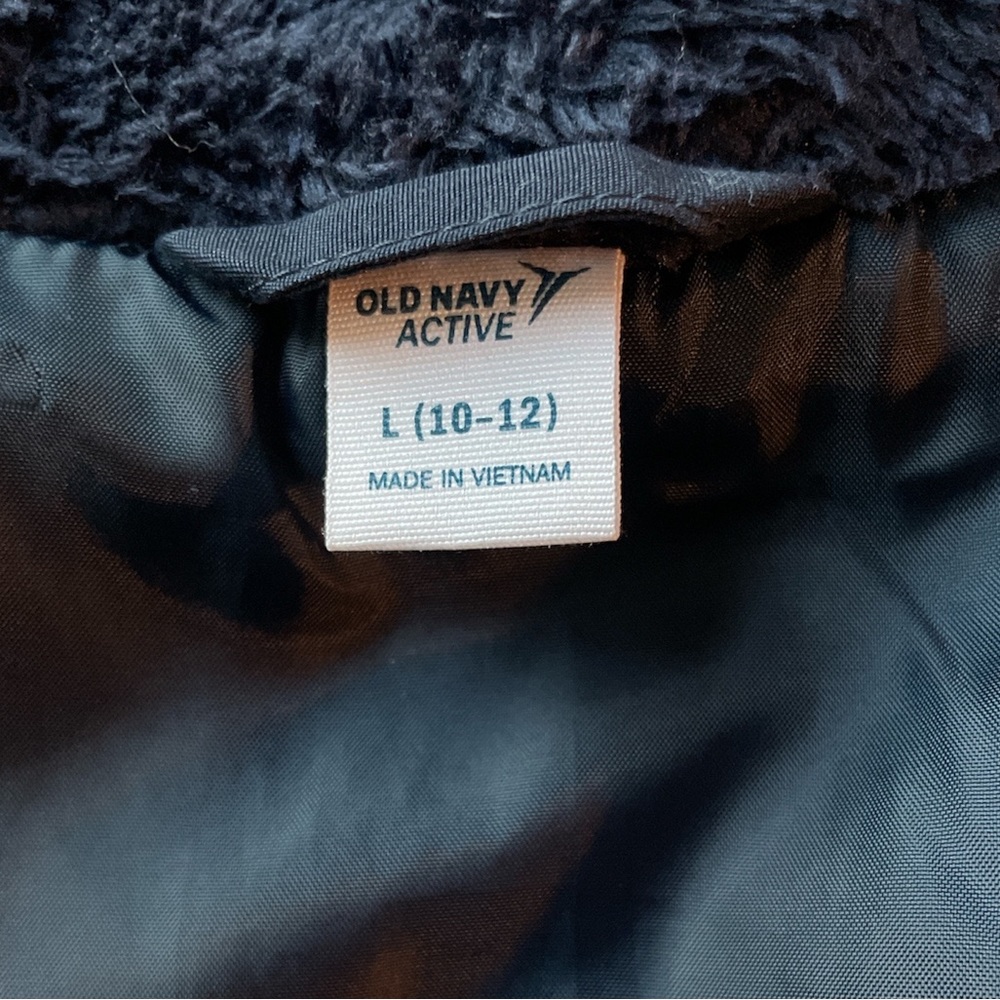 Old Navy Youth Lightweight Blue & Black Hooded Hybrid Jacket 10/12 - Picture 7 of 8
